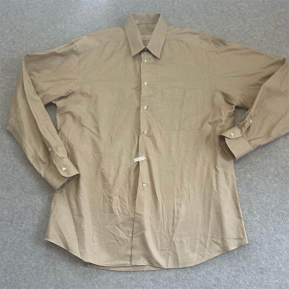 Ermenegildo Zegna Shirt Men's Extra Large Beige Dress 16.5 -42 *Flaw
